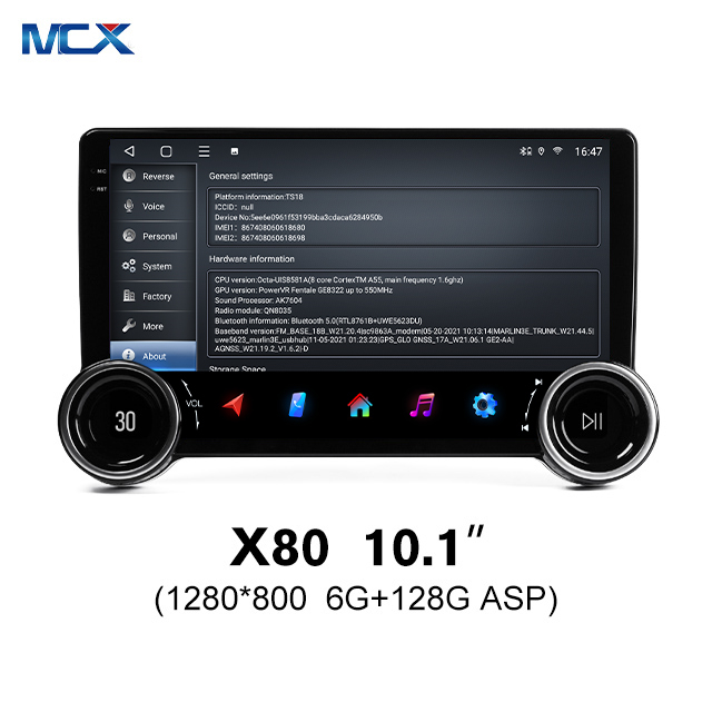 MCX X80 10.1 Inch 6+128G ASP Double Din Apple Carplay with Volume Knob Car Player Custom